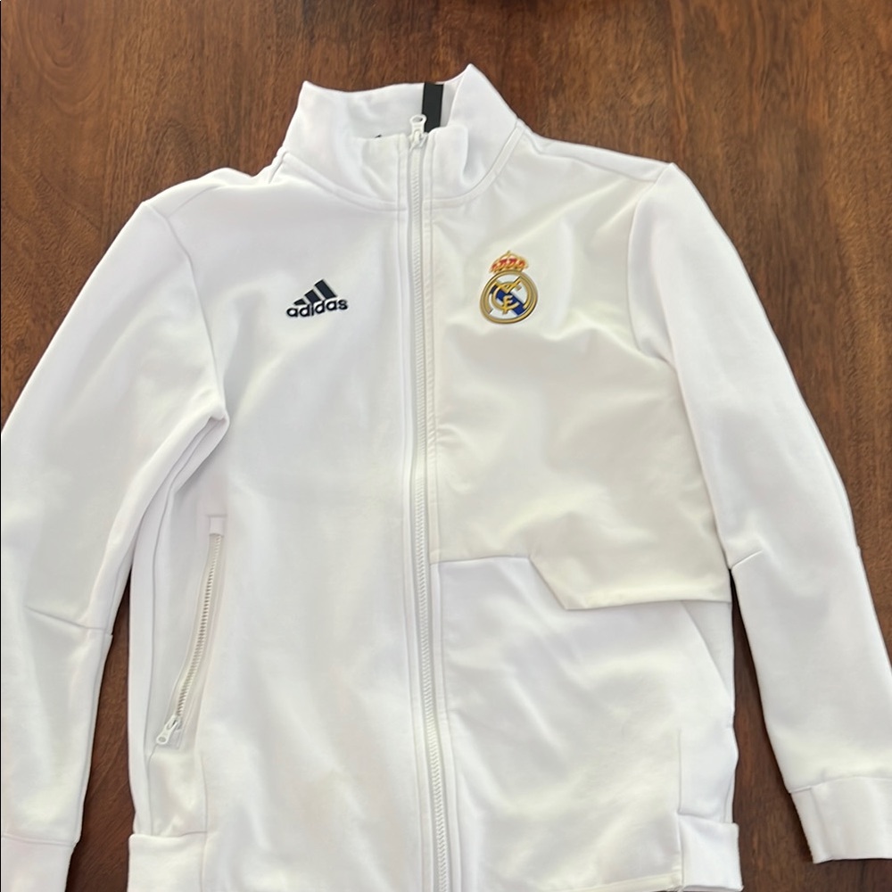 Adidas White Real Madrid Zip-Up Jacket